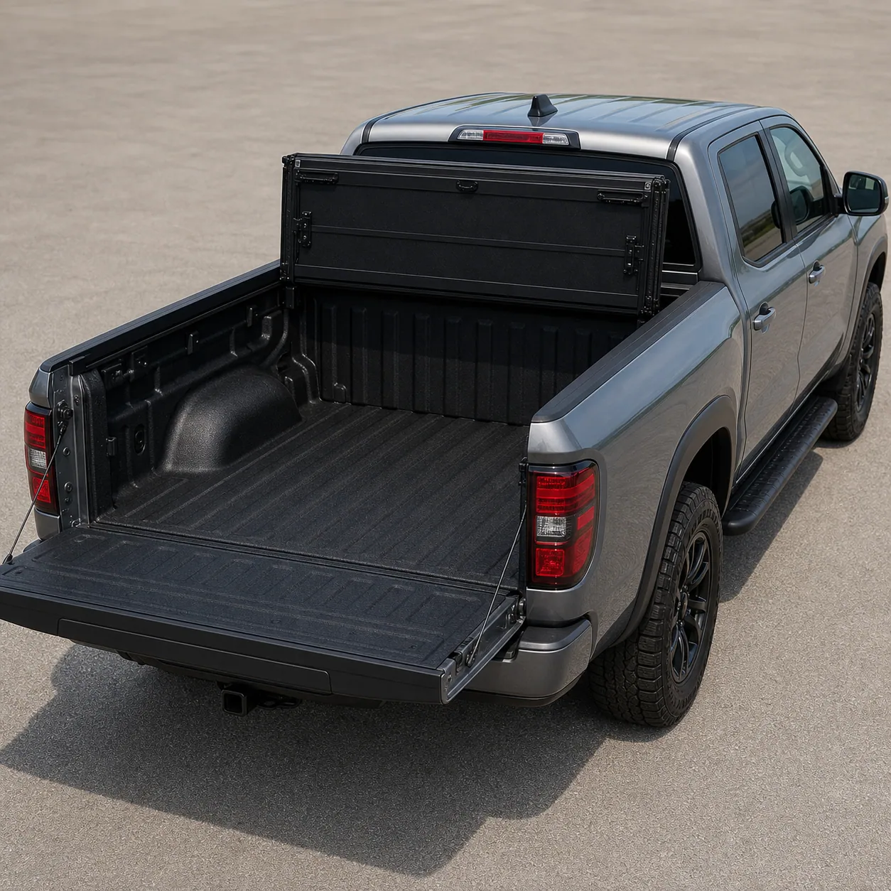 Extang Solid Fold ALX folded fully open against the cab showing full bed access